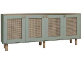 Buffet 4 portes en aggloméré Bohemian (Vert avec cannage (4 portes))