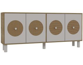 Buffet 4 portes en aggloméré Deren Bohem (Chêne et blanc)