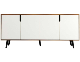 Buffet 4 portes en aggloméré Latina Modern (Blanc et noyer)