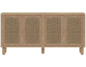 Buffet 4 portes en aggloméré Leıla (Chêne avec jute)