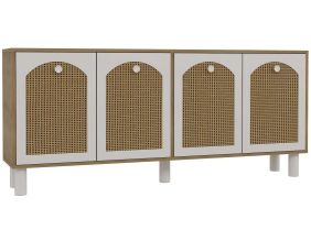Buffet 4 portes en aggloméré Simple Bohem (Chêne et blanc)