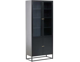 Buffet vitrine en acier 80 x 41 x 190 cm Bakal (Noir)