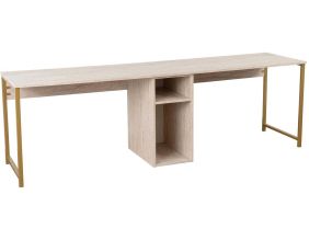 Bureau 2 places en aggloméré Twin (Beige travertine, Doré)