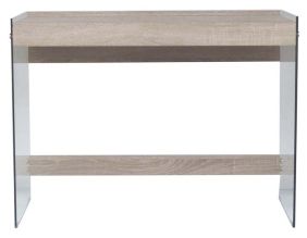 Bureau plateau en bois pieds en verre Lux