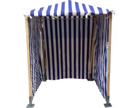 Cabine de plage en pin et coton