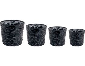 Cache-pot en bambou noir (lot de 4)