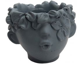 Cache pot en ciment Bisous 11 x 10 x 12 cm (Bleu)