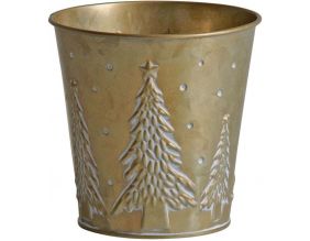 Cache pot en métal doré noel 13 cm