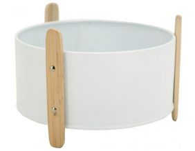 Cache-pot en métal laqué et bois (17,5 cm)