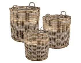 Cache-pots hauts en poelet (Lot de 3) (Naturel)