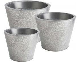 Cache pot en zinc brossé (Lot de 3)