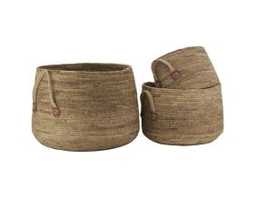 Cache-pots boules en abaca (lot de 3)