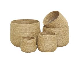 Cache-pots ronds en jonc (lot de 5)