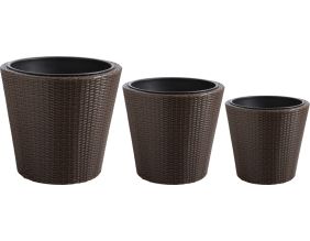 Cache-pots en résine tressée (lot de 3) (Ronde)