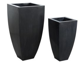 Cache-pots en zinc noir (lot de 2)