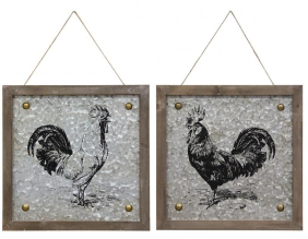Cadre coq et métal et bois (Lot de 2) (Lot de 2)