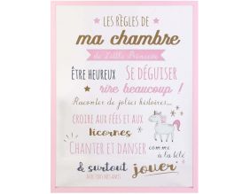 Cadre enfant Les règles de ma chambre (Rose)