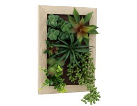 Cadre mural avec plante succulente artificielle 20 x 30 cm