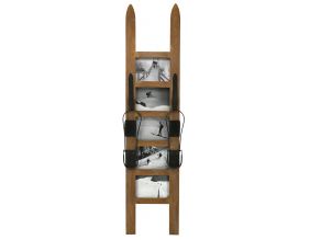 Cadre photo skis en bois et verre