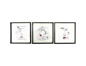 Cadre visage abstrait 30x30 cm (Lot de 3)