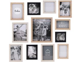 Cadres photos en bois Bonheur (Lot de 12)