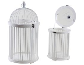 Cages en bois et métal blanches (Lot de 2)