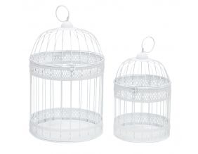 Cages en métal laqué blanc (Lot de 2)