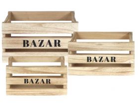 Cagettes en bois Bazar (Lot de 3)