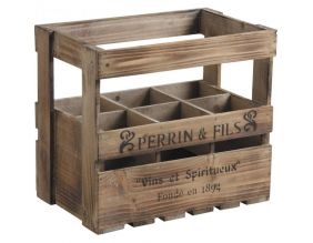 Caisse en bois vieilli 6 bouteilles Perrin et Fils