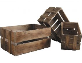 Caisse en bois vieilli (Lot de 3)