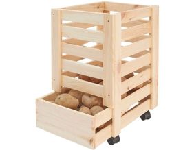 Caisse de stockage en pin pour pommes de terre (31x37x50 cm)