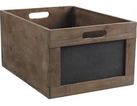 Caisse de rangement en bois avec ardoise (35 x 23 x 17,5 cm)