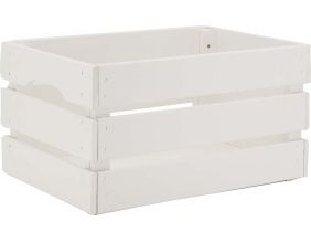 Caisse de rangement en pin grand modèle 46 x 31 x 25 cm (Blanc)