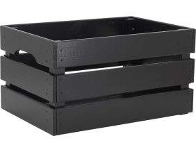 Caisse de rangement en pin grand modèle 46 x 31 x 25 cm (Noir)