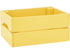 Caisse de rangement en pin petit modèle 31 x 23 x 15 cm (Jaune)