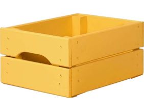 Caisse de rangement en pin petit modèle 31 x 25 15 cm (Jaune)