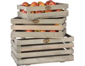 Caisses à fruits en pin (Lot de 3)