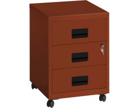 Caisson de rangement 3 tiroirs en acier sur roulettes (Terracotta)