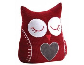 Cale-porte hibou en velours 21 cm (Rouge)