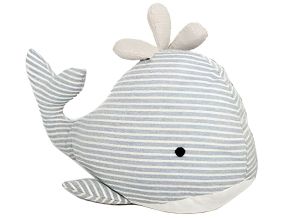 Cale porte en tissu baleine 35 cm (Rayures bleu clair)