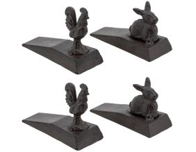 Cale-portes en fonte coq et lapin (Lot de 4)