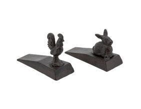 Cale-portes en fonte coq et lapin (Lot de 2)