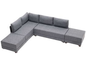 Canapé d'angle convertible en tissu gris Fly