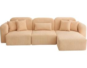 Canapé d'angle en velours côtelé Kuba (Beige rosé - angle droit)