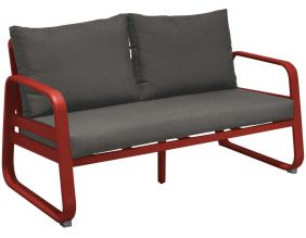 Canapé extérieur 2.5 places en aluminium Tonio (Rouge)