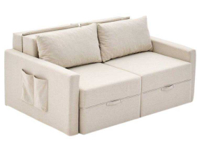 Canapé 2 places convertible avec coffre Saros (Crème)