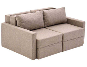 Canapé 2 places convertible avec coffre Saros (Marron)