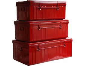 Cantine de rangement Premium en acier rouge (Lot de 3 : 130, 175 et 225 litres)