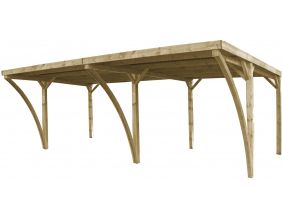 Carport double en bois et panneaux ondulés Capri (6 x 5 m)