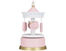 Carroussel musical en bois pour enfant (Rose - Chats)